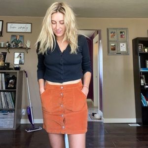 Corduroy snap front skirt